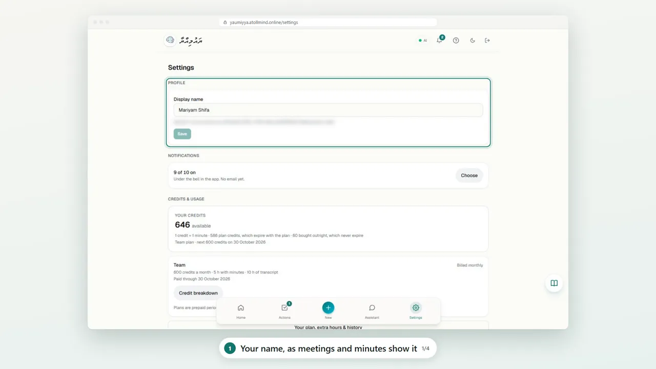 Your name, as meetings and minutes show it