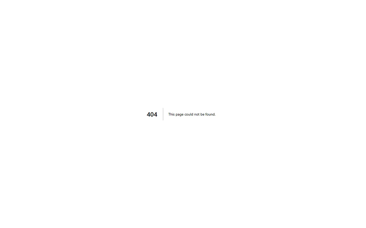 Signed-in visit to an unknown address shows "404 This page could not be found."