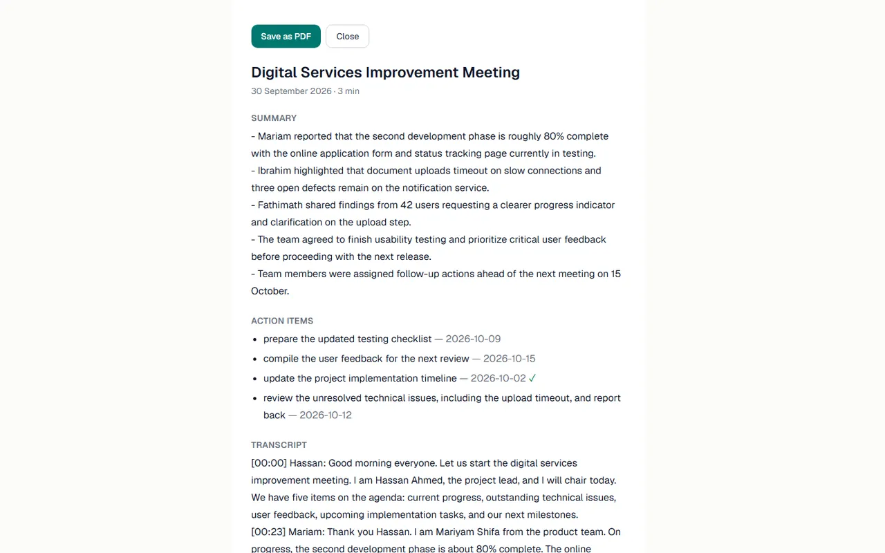 Printable meeting notes (/print/<id>)