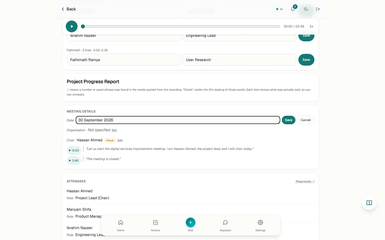 Editing the Date field in Meeting details