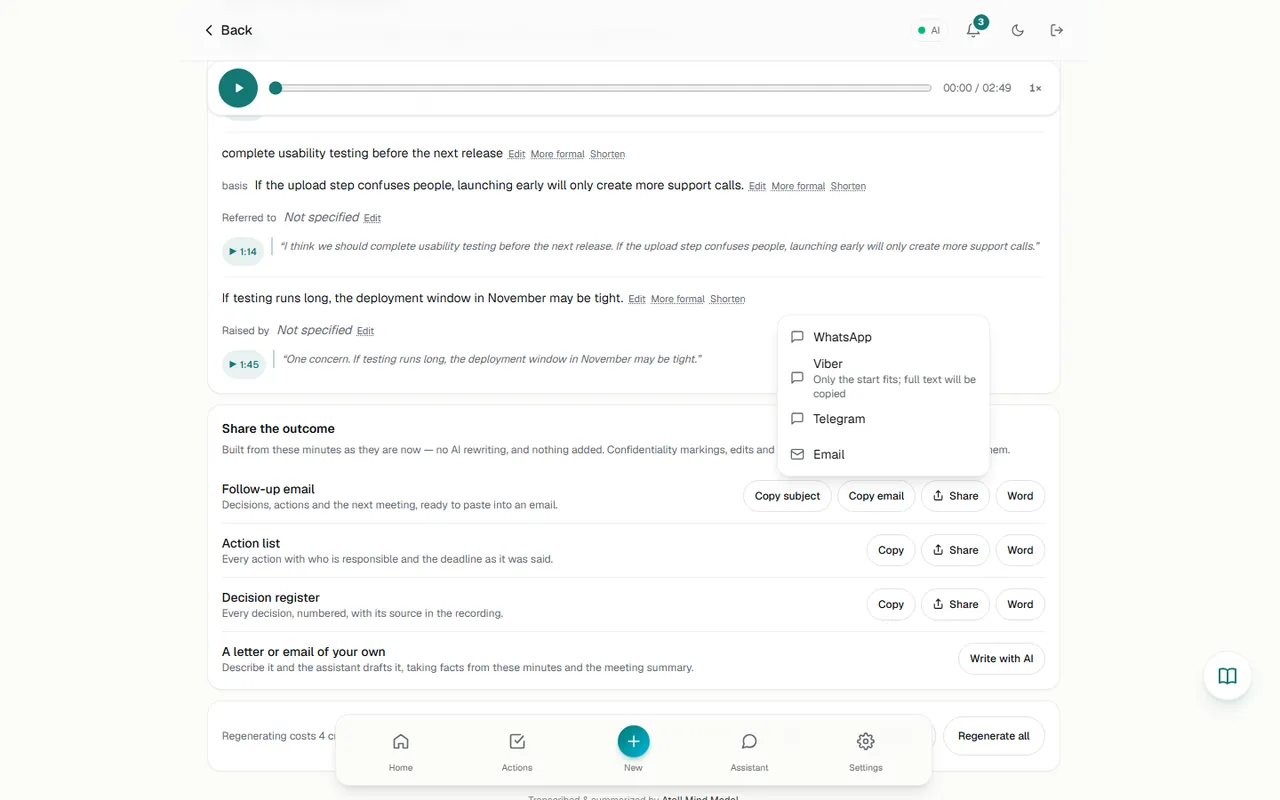 Share menu: WhatsApp, Viber, Telegram, Email