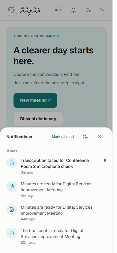 Notifications panel at 390×844