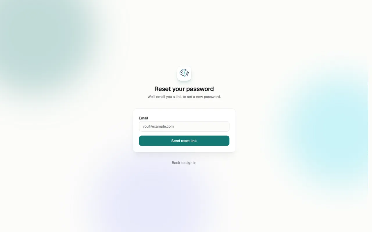 Forgot password screen: email a reset link